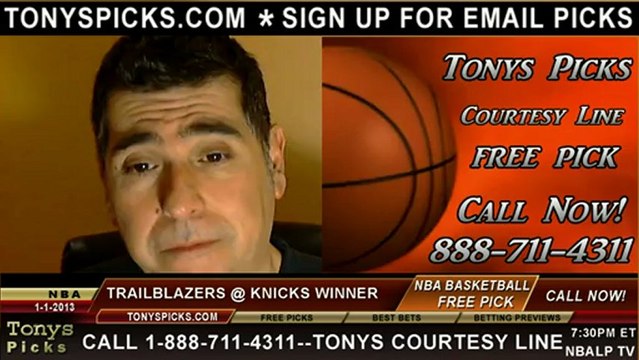New York Knicks versus Portland Trailblazers Pick Prediction NBA Pro Basketball Pointspread Over Under Betting Odds Preview 1-1-2013