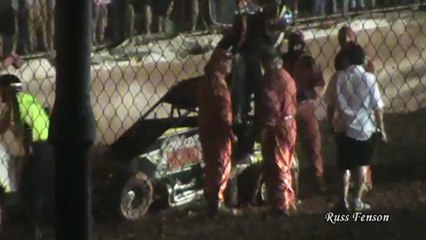 #11 midget Adam Wallis roll over Sydney speedway 01-01-13