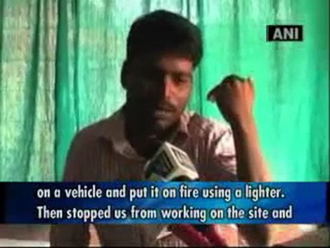 Maoists attack an under construction bridge site.mp4