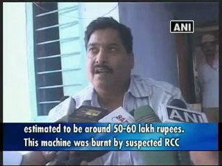 RCC rebels burn machine to stop road construction in Gaya.mp4