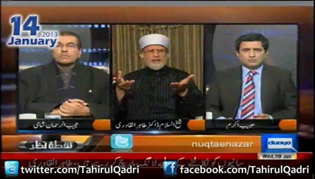 Dr Tahir-ul-Qadri's Exclusive Interview with Mujeeb-ur-Rehman Shami in Nuqta-e-Nazar at Dunya News 09-01-13