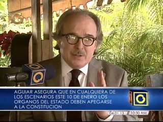 Aguiar: "La Constitución tiene un vacío en cuanto a la ausencia temporal del Presidente electo"