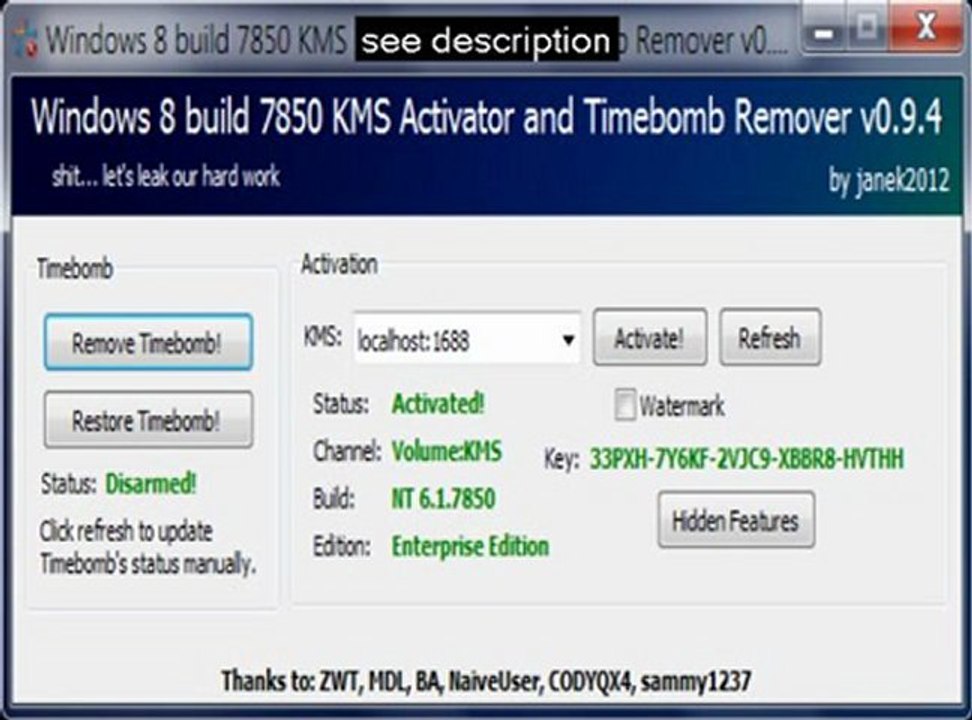 windows 8 activator for build 9200 - 100% working - video Dailymotion