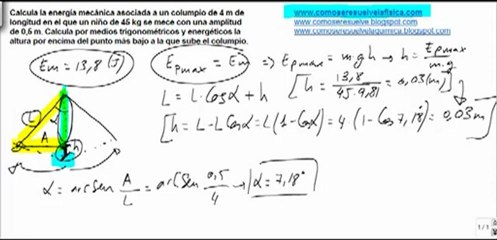 Fisica movimiento oscilatorio altura por encima del punto mas bajo en un pendulo
