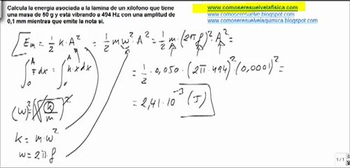 Fisica movimiento oscilatorio calcular energia asociada