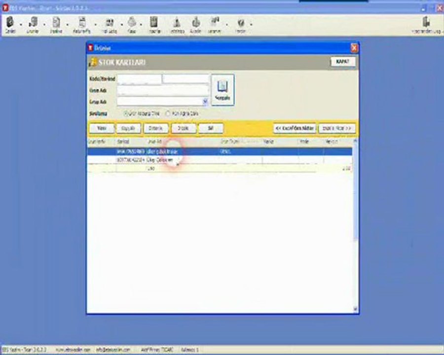 EBS Barkodlu satış programı stok tanımla