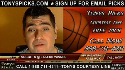 LA Lakers versus Denver Nuggets Pick Prediction NBA Pro Basketball Odds Preview 1-6-2013