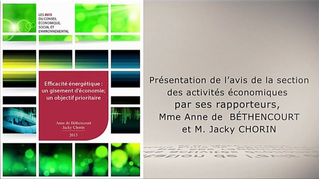 Efficacité énergétique : un gisement d'économies; un objectif prioritaire - cese