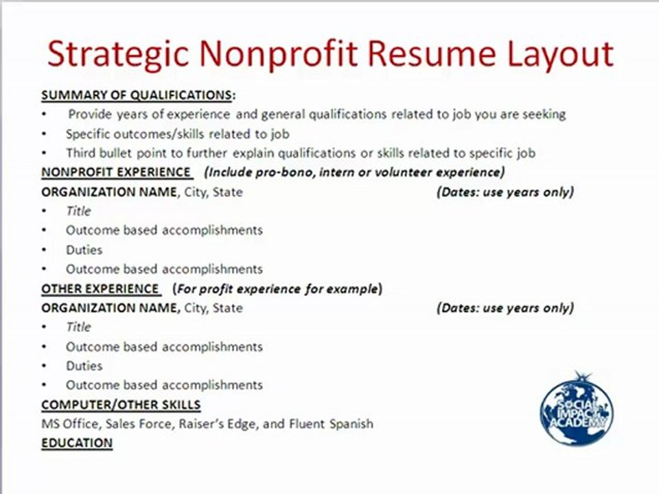 How to format a strategic nonprofit resume