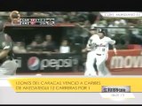 A punta de batazos los Leones vencieron 12 por 1 a Caribes