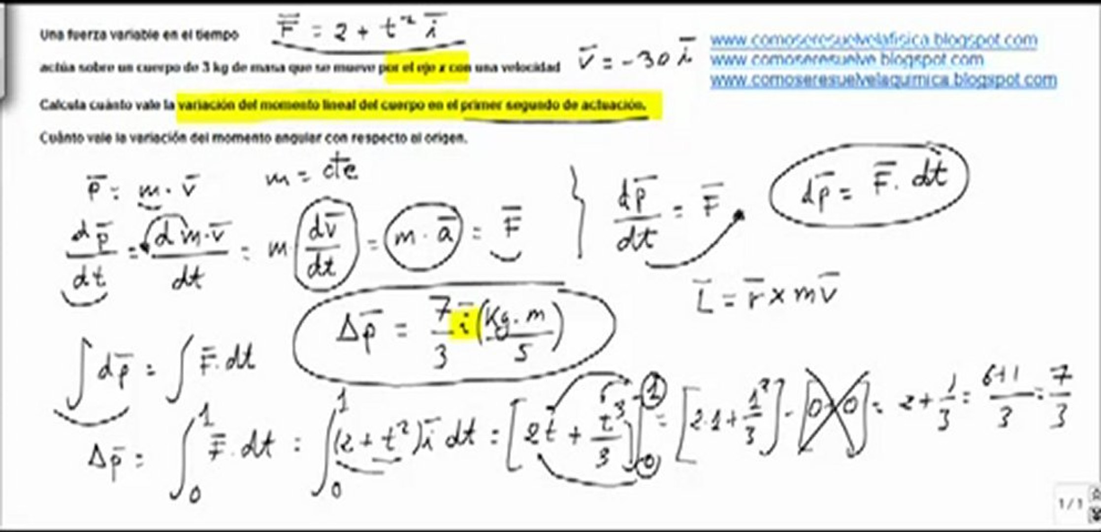Fisica cinemática cálculo variacion momento lineal y momento angular -  Vídeo Dailymotion