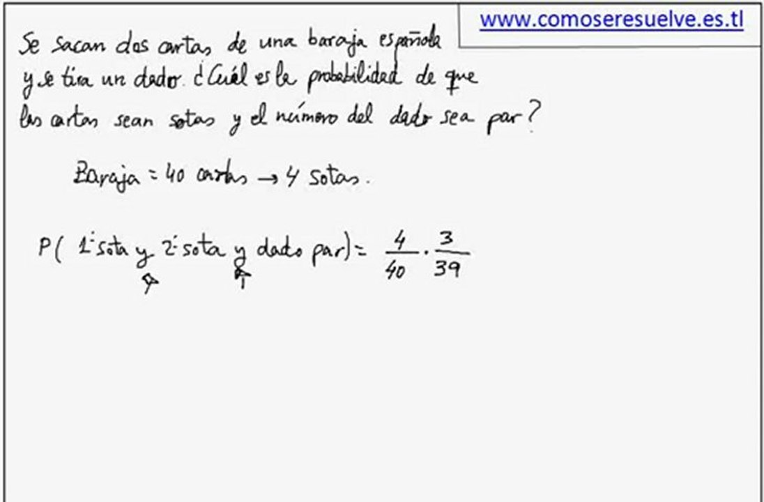 Calculo de probabilidades con cartas ejemplo 5