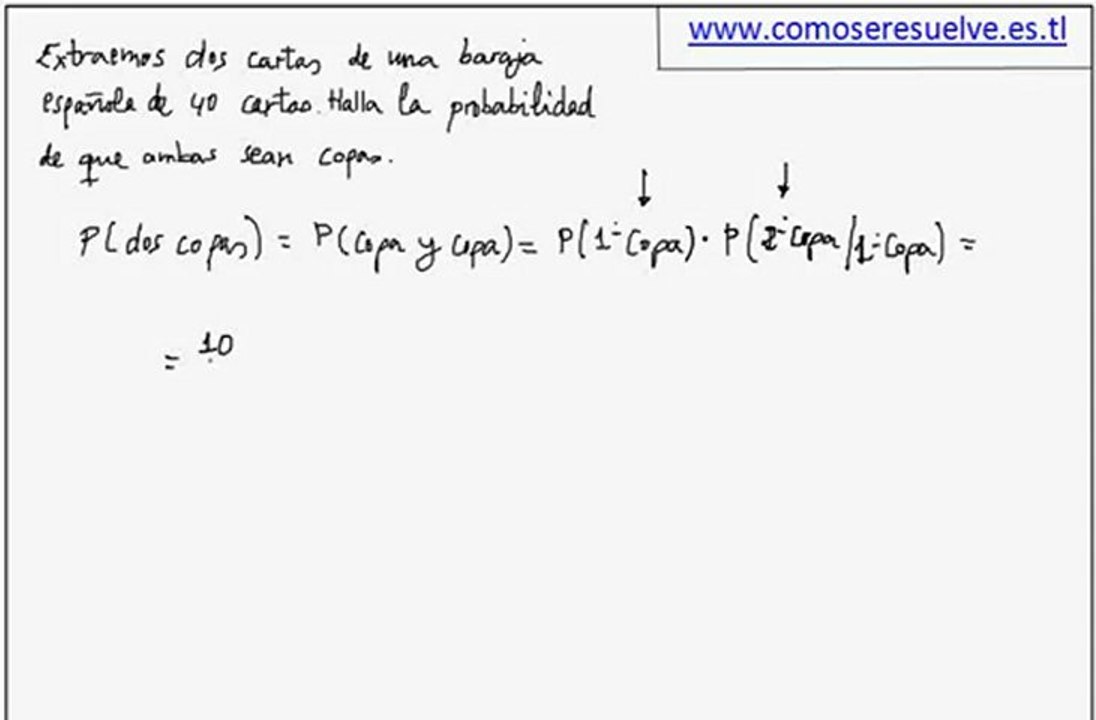 Calculo de probabilidades con cartas ejemplo 1