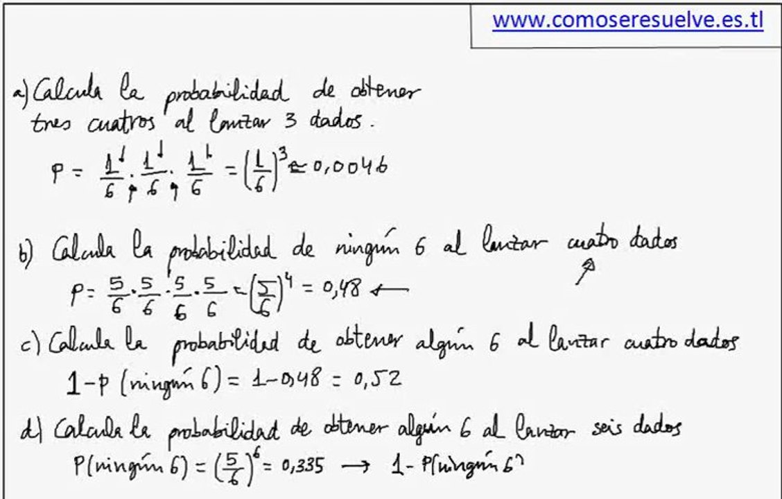 Calculo de probabilidades de dados ejercicio 3