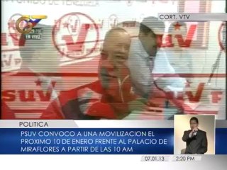 Psuv hará "gran concentración" de seguidores de Chávez el 10 de enero en Caracas