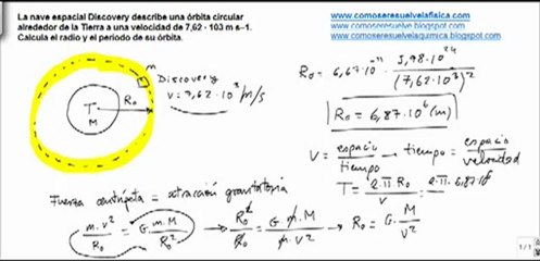 Fisica satelites artificiales calcular radio y periodo de la orbita del Discovery