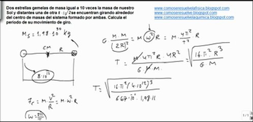 Fisica ley gravitacion universal calcular periodo de rotacion dos estrellas
