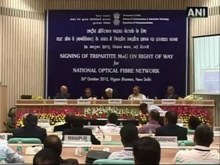 Centre, states sign MoU for broadband linking of villages.mp4