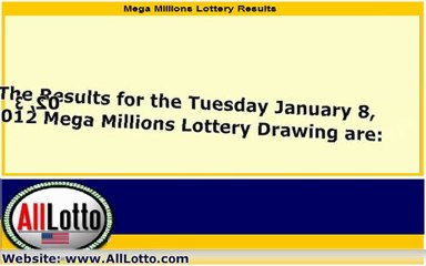 Mega Millions Lottery Drawing Results for January 8, 2013
