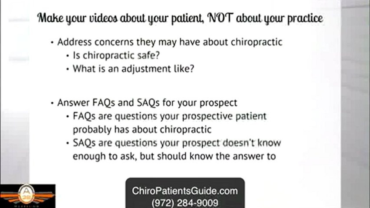 Chiropractic Marketing - Chiropractic Video Marketing Secret