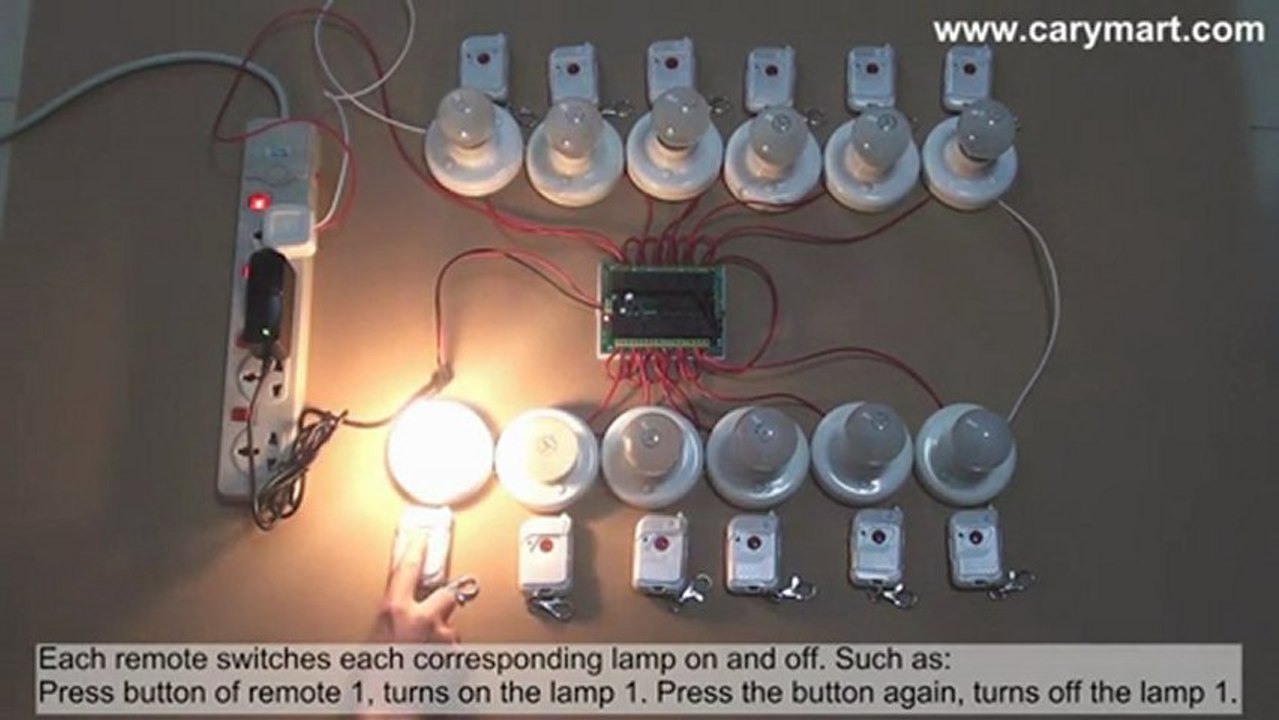 12-Channel DC RF Remote Control System 1 Receiver & 12 Transmitter