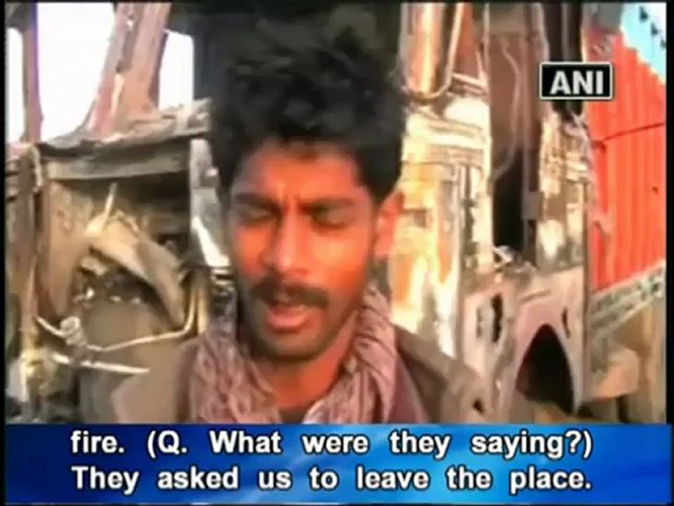 Maoists damage trucks, threaten drivers in Bihar.mp4