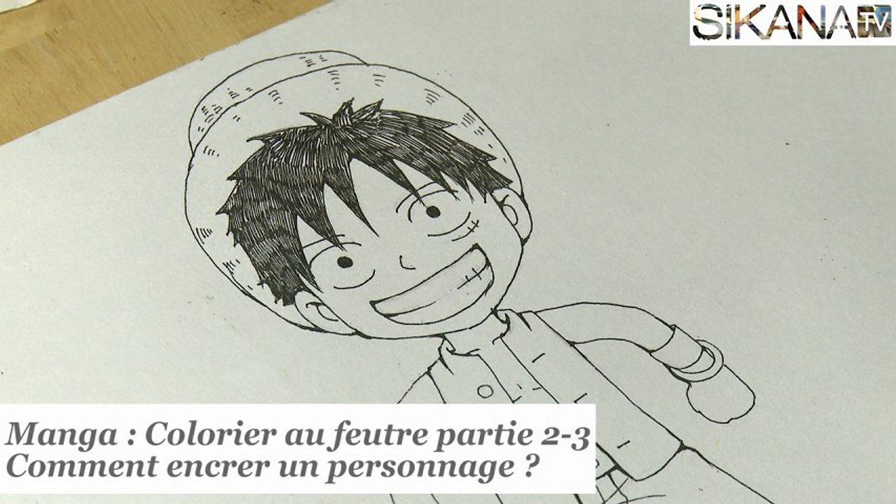 Manga : Comment colorier un personnage aux feutres 2-3 - Encrer Luffy de One Piece - HD