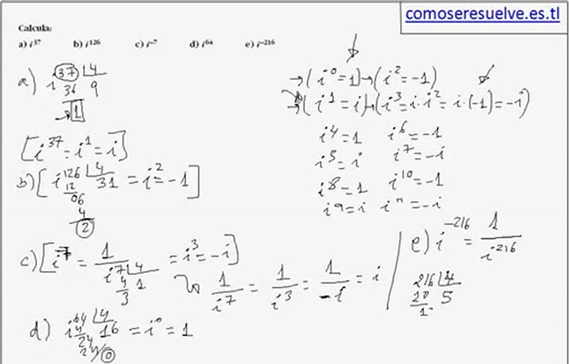 Operaciones de números complejos en forma binómica ejemplo 4