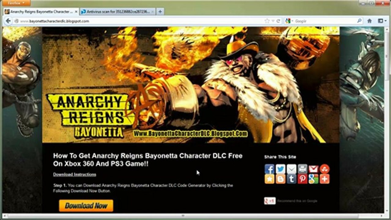 Anarchy Reigns Bayonetta DLC Codes - Free - Xbox 360 - PS3