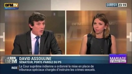 07/01/13 BFM TV, Débat (6) Derville / Bedin / Assouline / Marty, sur Ecole catho et Mariage Gay