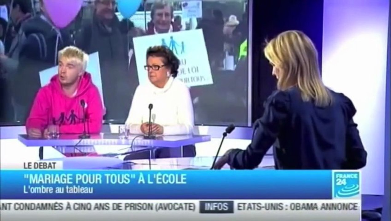 07/01/13 FRANCE 24, Débat (3) Bongibault Boutin Gougain Assouline sur le Mariage Pour Tous
