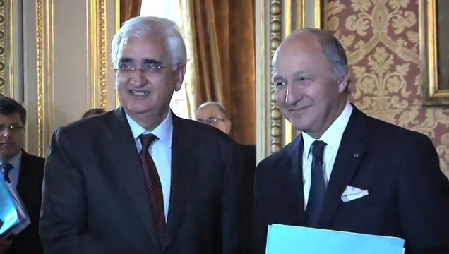 Entretien de Laurent Fabius avec son homologue indien, Salman Khurshid (10/01/2013)