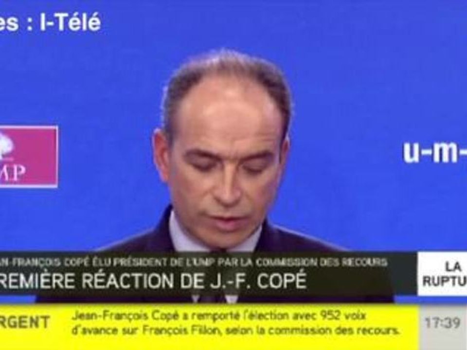 Jean-François Copé élu président de l'UMP : "Il n'y a ni vainqueur, ni vaincu"
