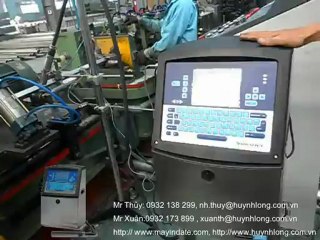 máy in phun điện tử, máy in date videojet in trên ống thép
