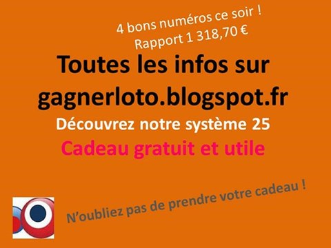 Résultat tirage loto du samedi 12 janvier Encore 4 bons numéros dans notre systeme 25
