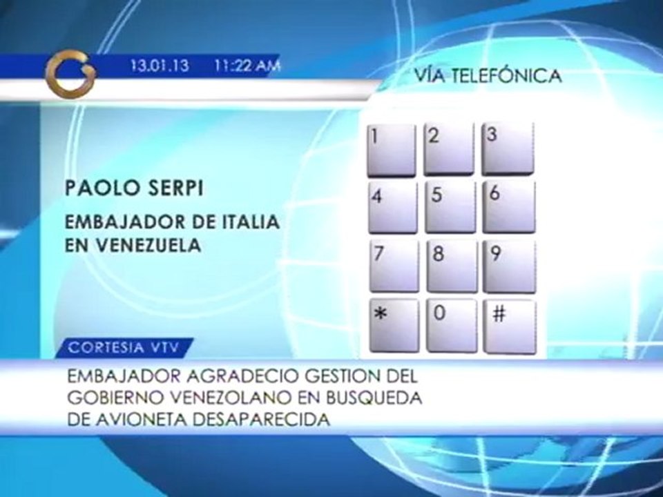 Canciller italiano agradece labores de búsqueda...