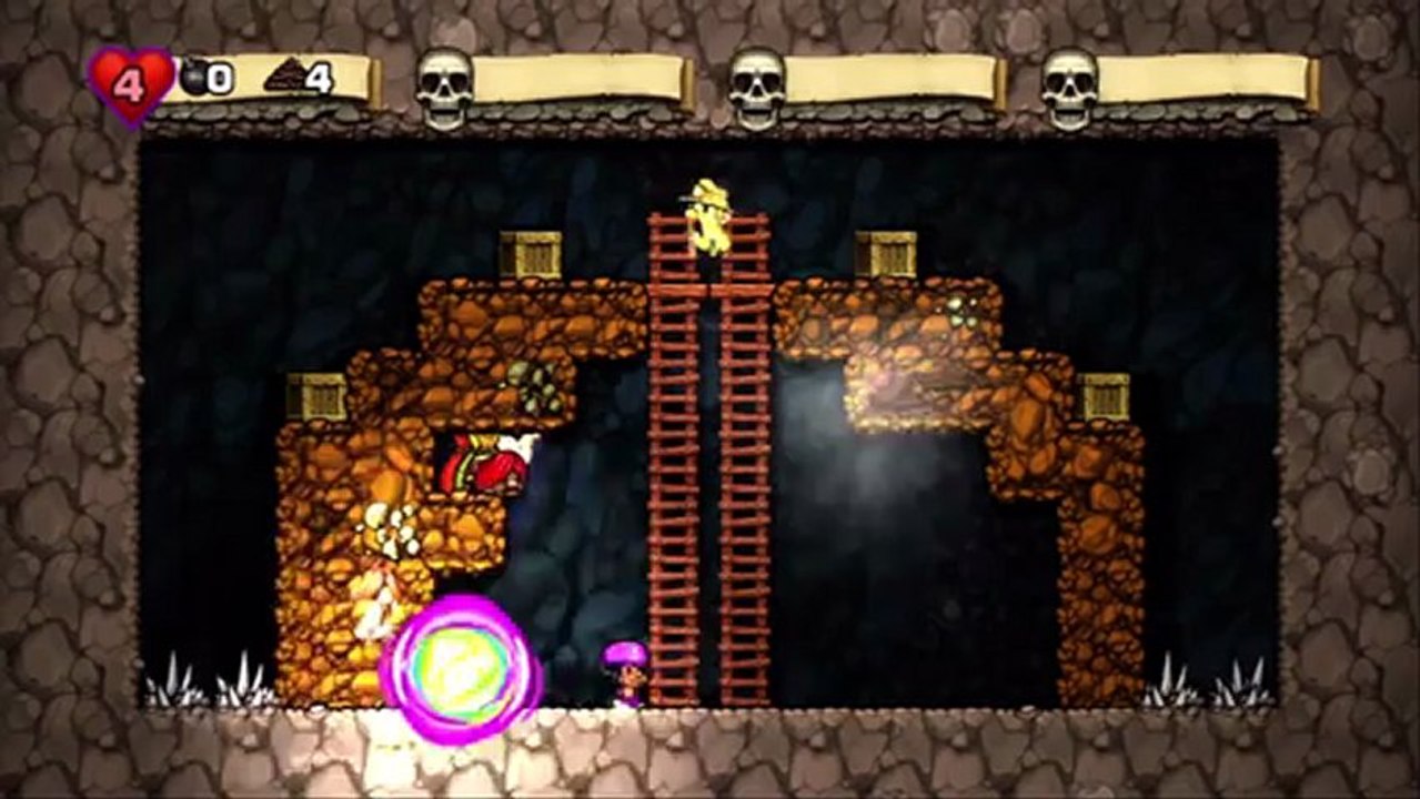 Spelunky - Gameplay #1 - Jusqu'aux grottes glacées (vidéo maison)