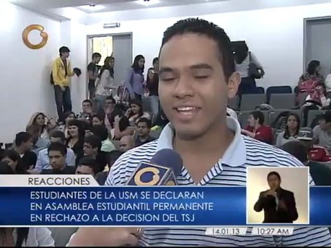 Estudiantes de la USM se declaran en asamblea permanente por decisión del TSJ sobre juramentación
