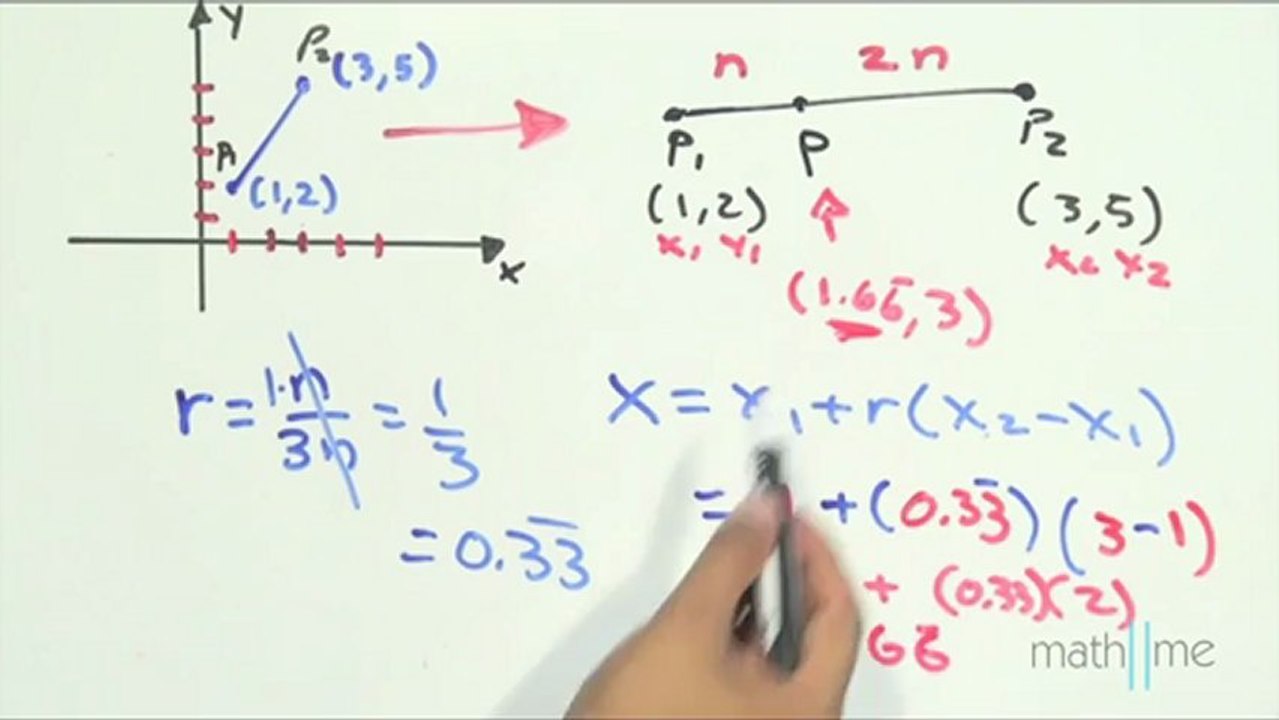 Diferencia entre usar razones para encontrar un punto en un segmento