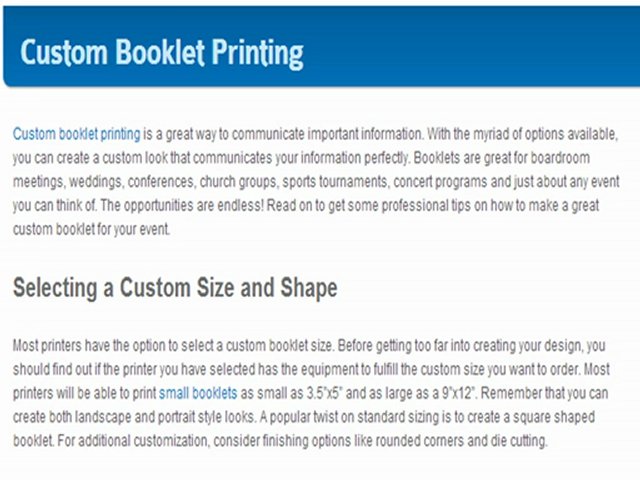 Custom booklet printing