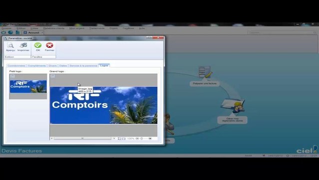 CIEL devis facture : Paramétrer les options du dossier