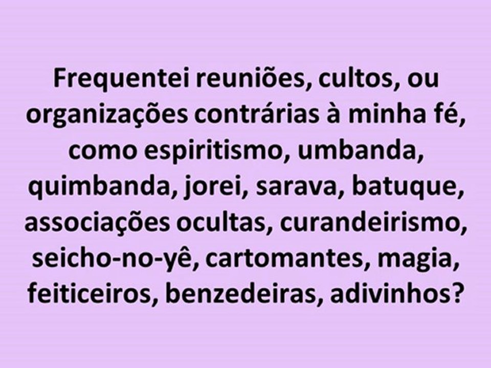 Exame de consciência - Parte 2