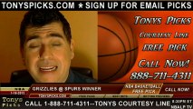 San Antonio Spurs versus Memphis Grizzlies Pick Prediction NBA Pro Basketball Odds Preview 1-16-2013