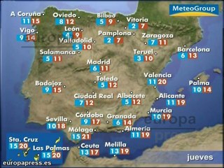 Previsión del tiempo para este jueves 17 de enero