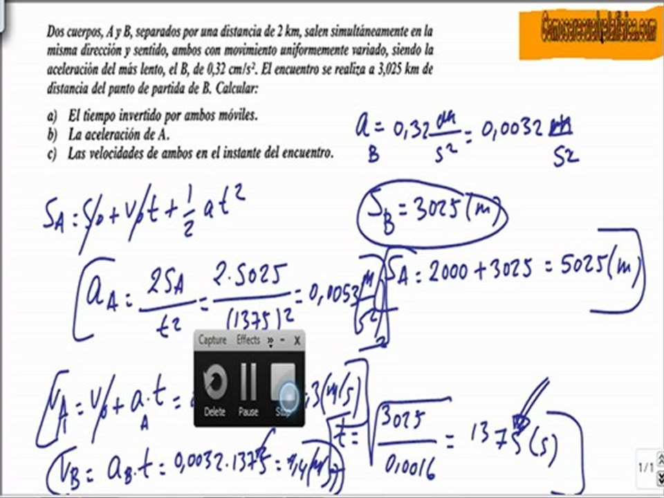 Problema resuelto de cinematica (38) tiempo y velocidad para encuentrarse dos moviles separados
