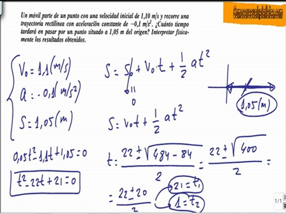 Problema resuelto de cinematica (30) calcular el tiempo en movimiento uniformemente acelerado