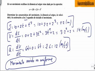 Problema resuelto de cinematica (29) valores movimiento variado no uniforme