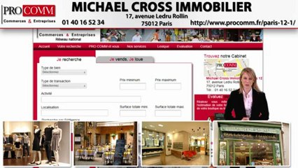 Vente murs commerciaux Paris 12ème