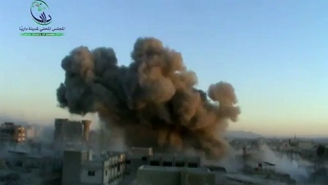 Syria rocket attack: moment of impact