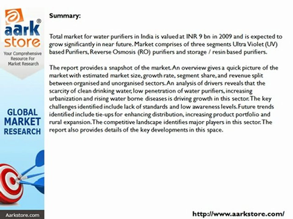Aarkstore.in - Water Purifier Market in India 2010 - Consumer Goods, Household Products
